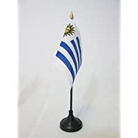Los mejores  - AZ FLAG Bandera de Mesa de Uruguay 15x10cm - BANDERINA de DESPACHO URUGUAYA 10 x 15 cm Punta Dorada